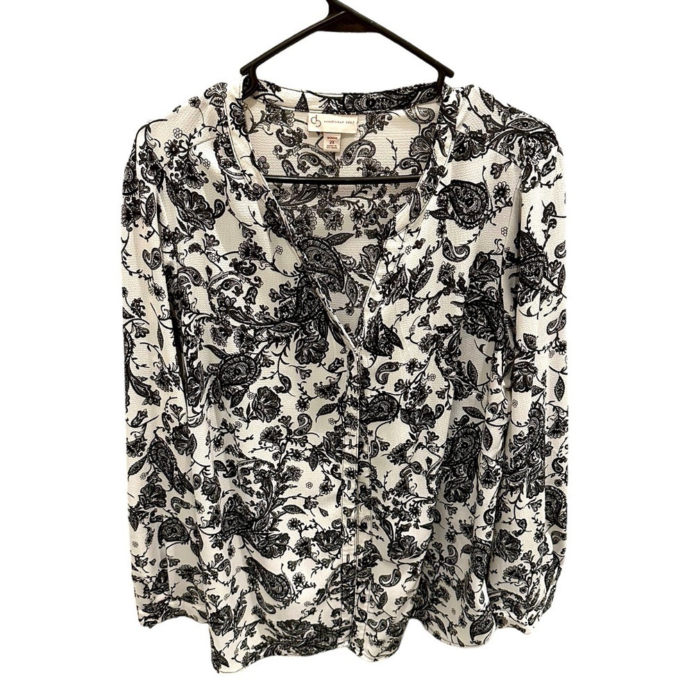 DC Womens V Neck 1/4 Button Up Roll Tab Sleeves Tunic Blouse 2X